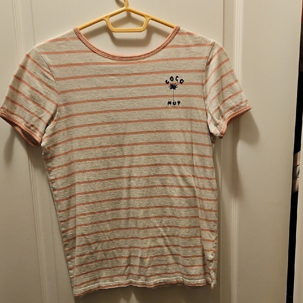 Roxy Gray and Pink Striped Tee